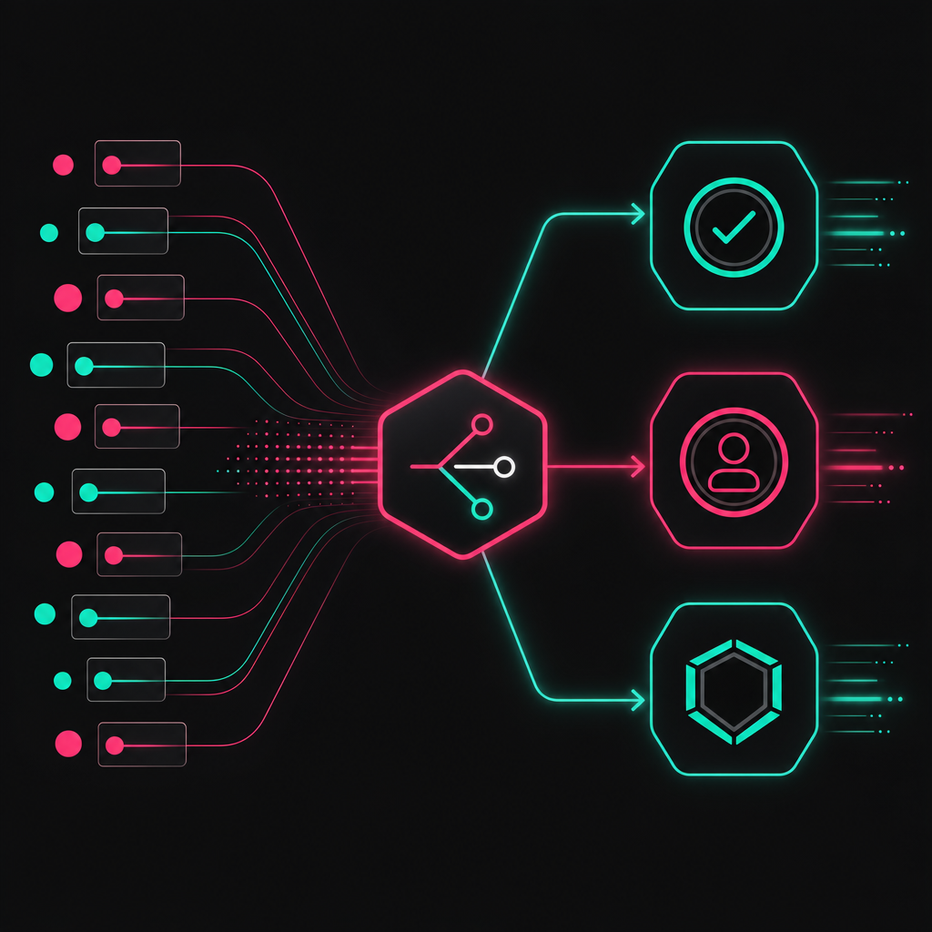 Offshore workflow divided into automated, reviewed and escalated work