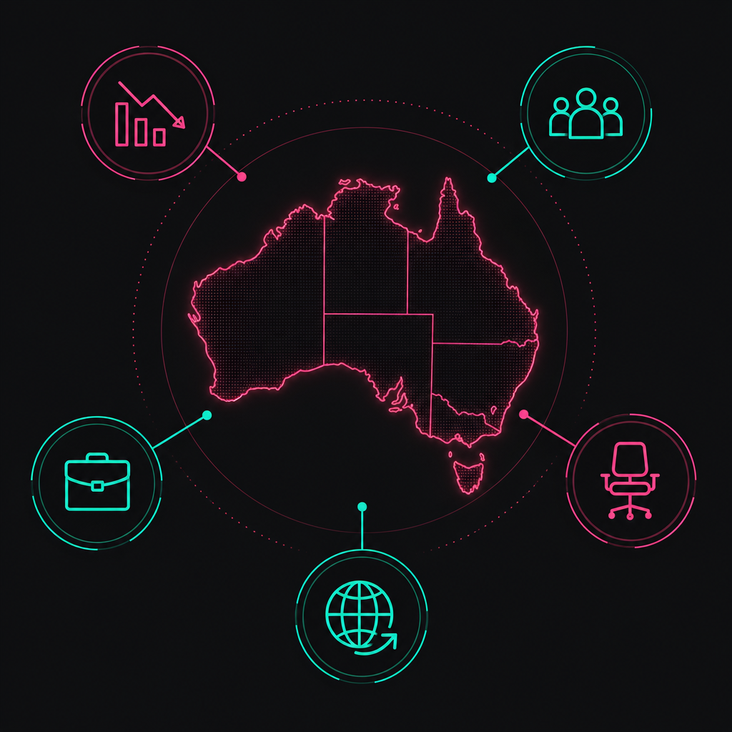 Map of Australia with key labour market indicators