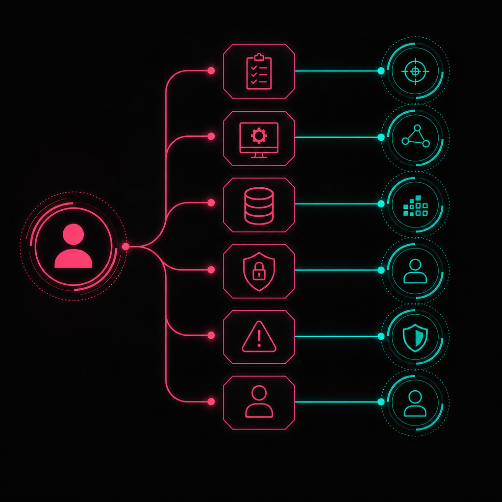 Offshore role risk assessment linking tasks, data, access and controls