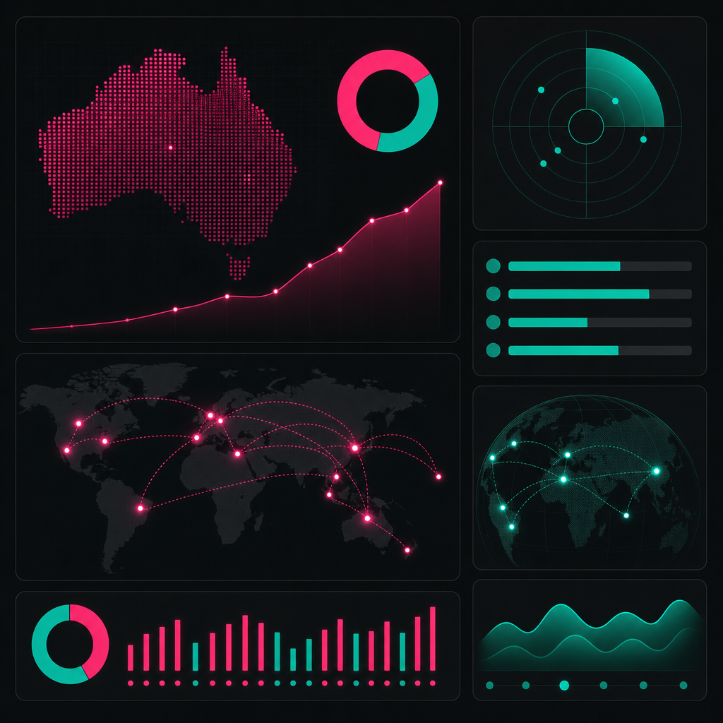 Dashboard comparing Australian remote work and offshore delivery indicators