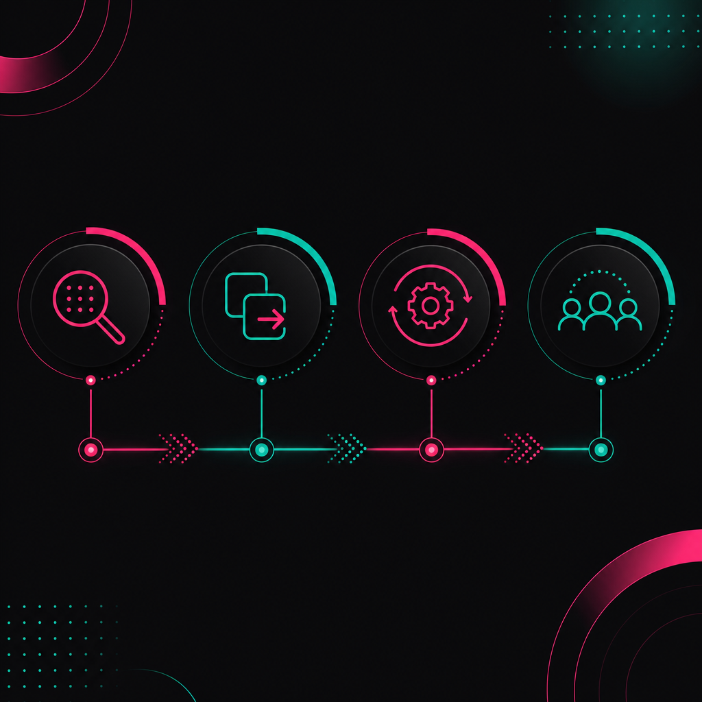 Four-phase timeline diagram for transitioning from freelancers to a managed offshore team
