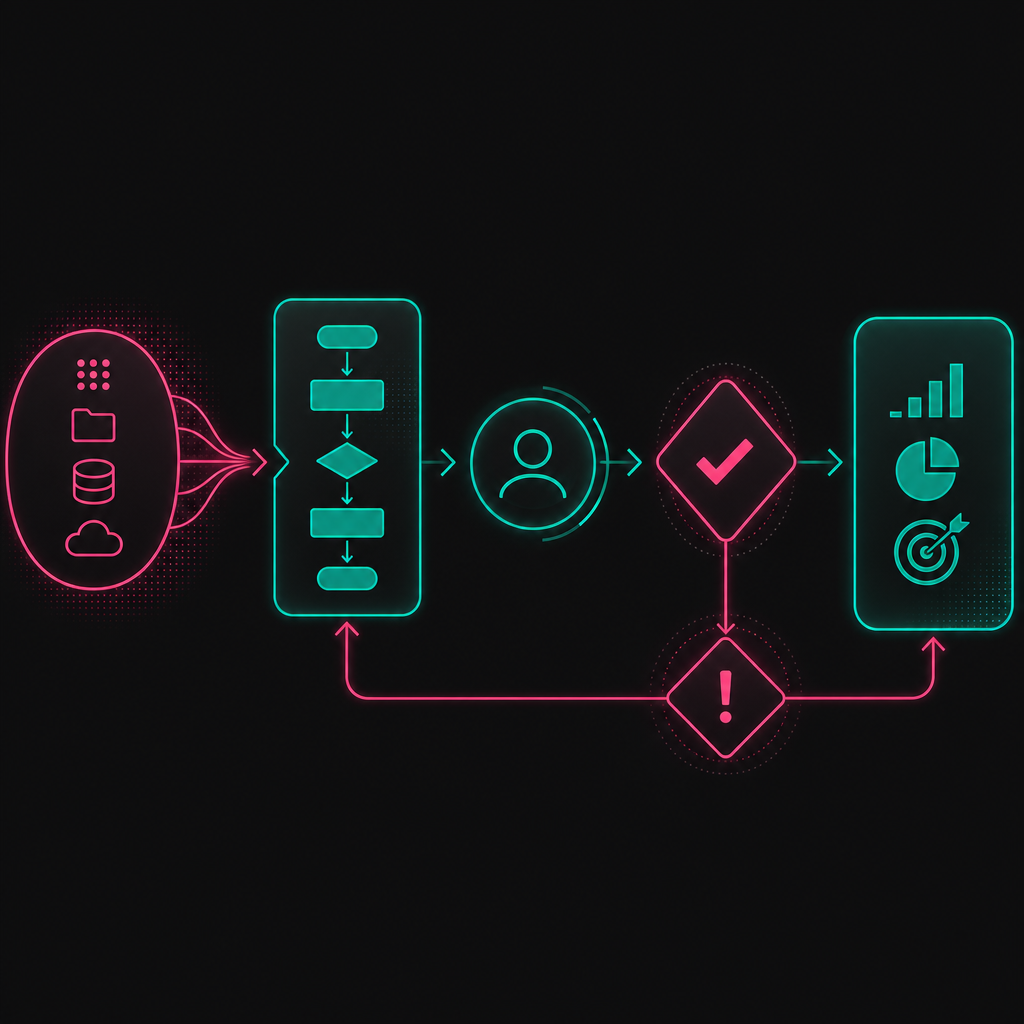 Offshore delivery workflow from inputs to approved outcomes