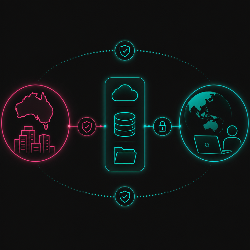 Secure data flow between an Australian business and offshore employee