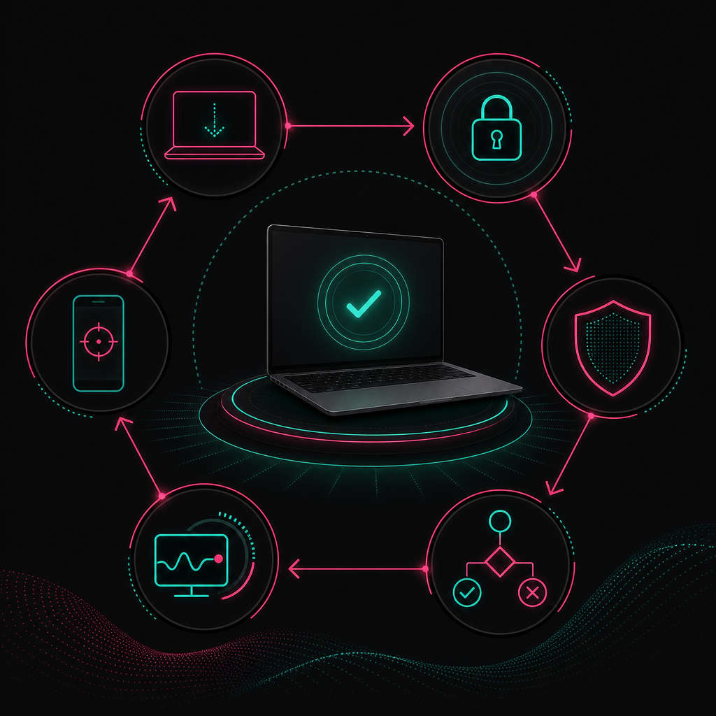 Mobile device management controls for an offshore laptop
