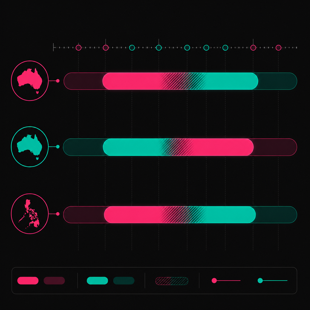 Timeline comparing Australian and Philippine working-hour overlaps