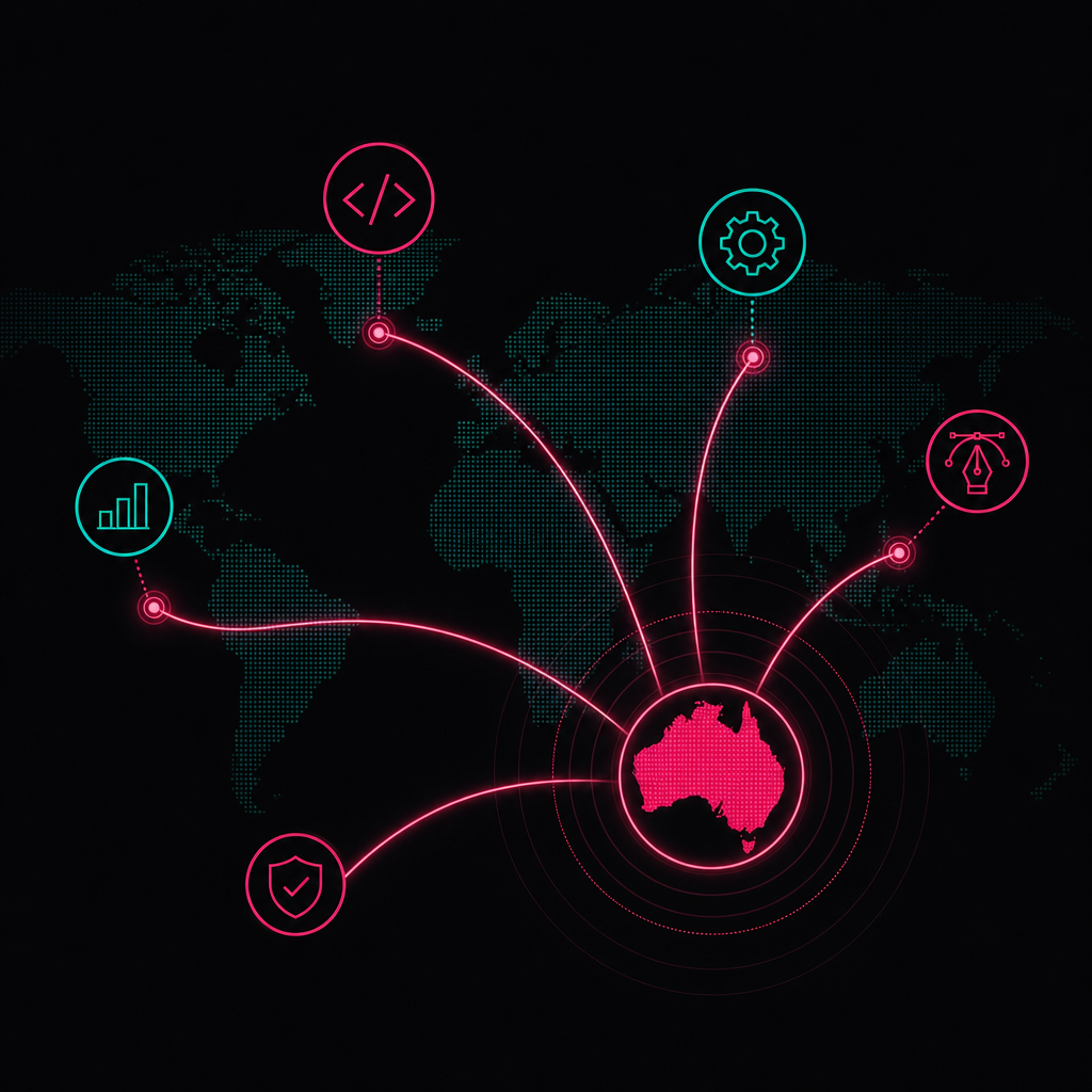 Map of offshore talent markets connected to Australia
