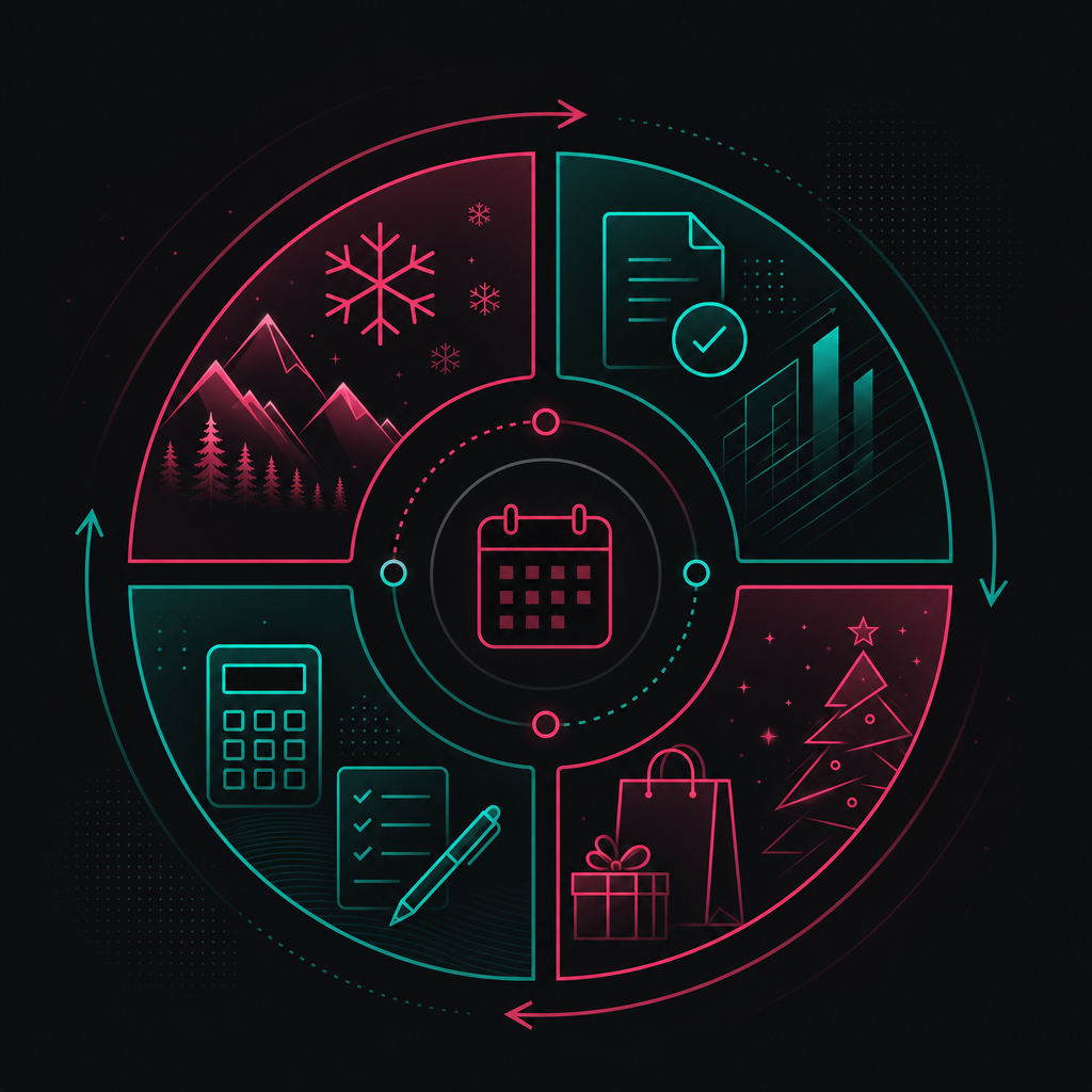 Calendar linking winter planning with EOFY and Christmas demand